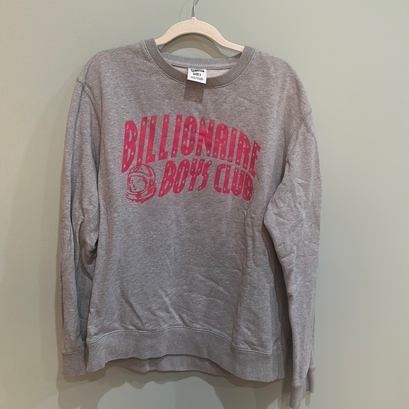 Billionaire Boys Club Arch Logo Crewneck Sweatshirt Heather Grey & Raspberry - Picture 3 of 7